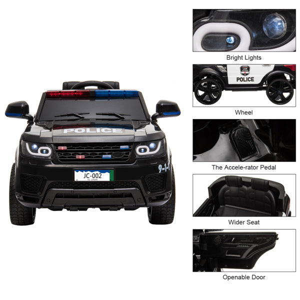 inQ Boutique - 12V Kids Police Ride On Car Electric Cars 2.4G Remote Control, LED Flashing Light, Music & Horn.