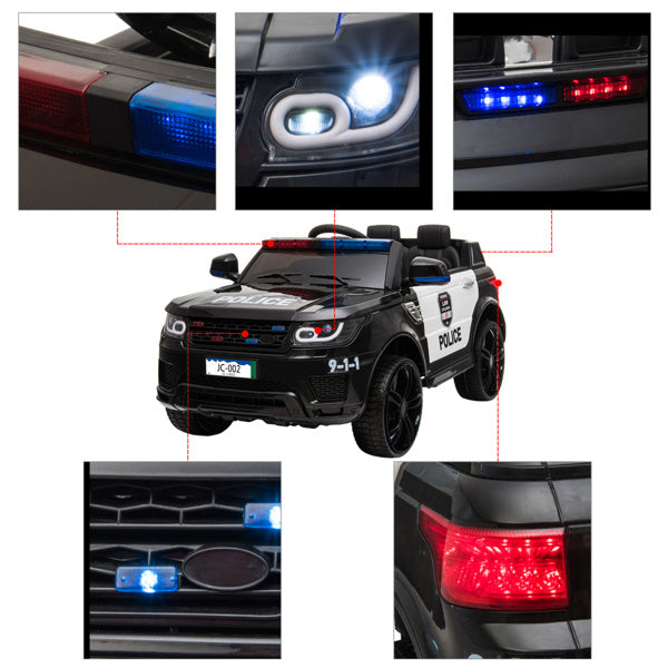 inQ Boutique - 12V Kids Police Ride On Car Electric Cars 2.4G Remote Control, LED Flashing Light, Music & Horn.