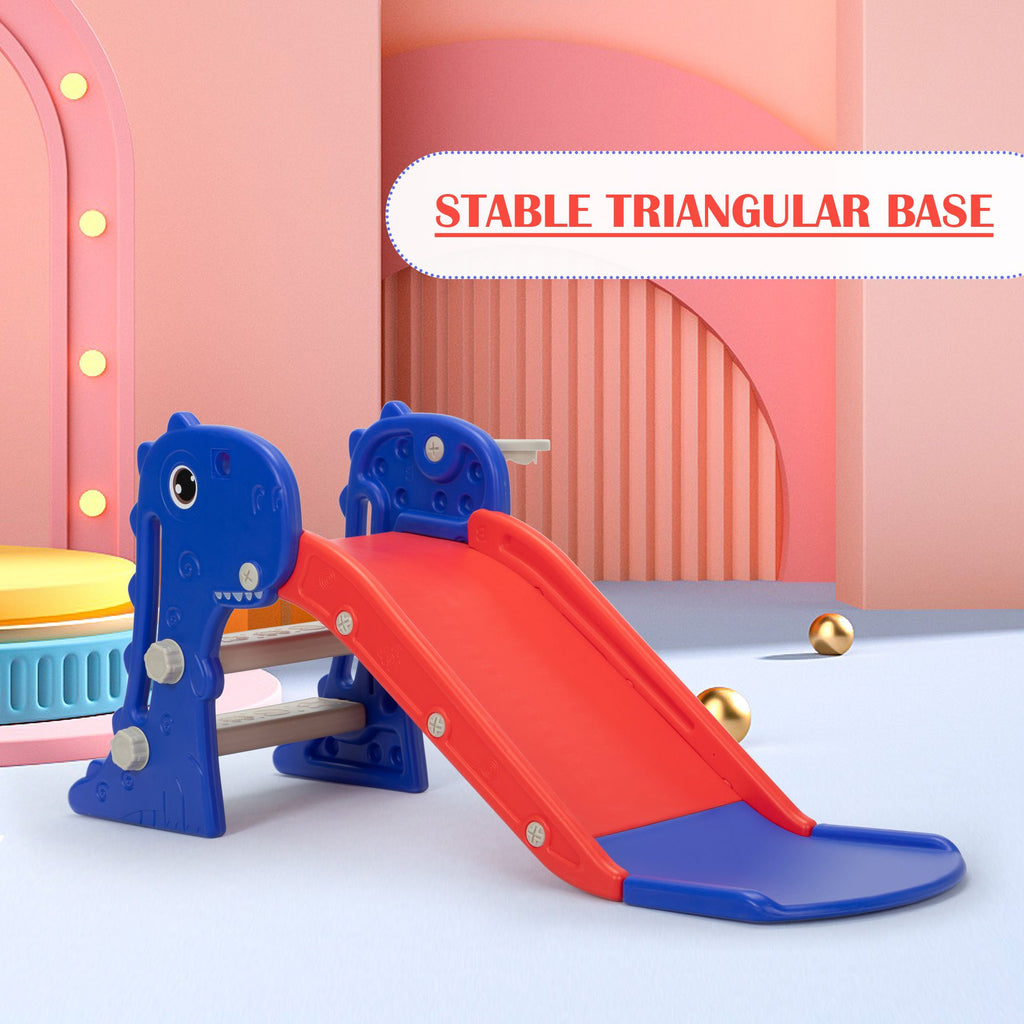 FX070 - 3 in 1 Freestanding Toddler Slide;  Indoor Outdoor Playground with Basketball Hoop and Ball for Kids Under 3 Years