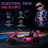 Yeah Depot - Aosom 24V 7.5 MPH Electric Go Kart with Adjustable Seat, Drifting Car Battery Powered Ride on Toy Outdoor with Slow Start, Button Start, Music, Honking Horn, Lights, for 6-12 Years Old, Pink