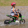 Yeah Depot - Aosom Electric Dirt Bike with Twist Grip Throttle, 24V 350W Off-Road Electric Motorcycle, Up to 15 MPH with Brake, Music Horn, Rear Suspension for Ages 13+ Years, Green