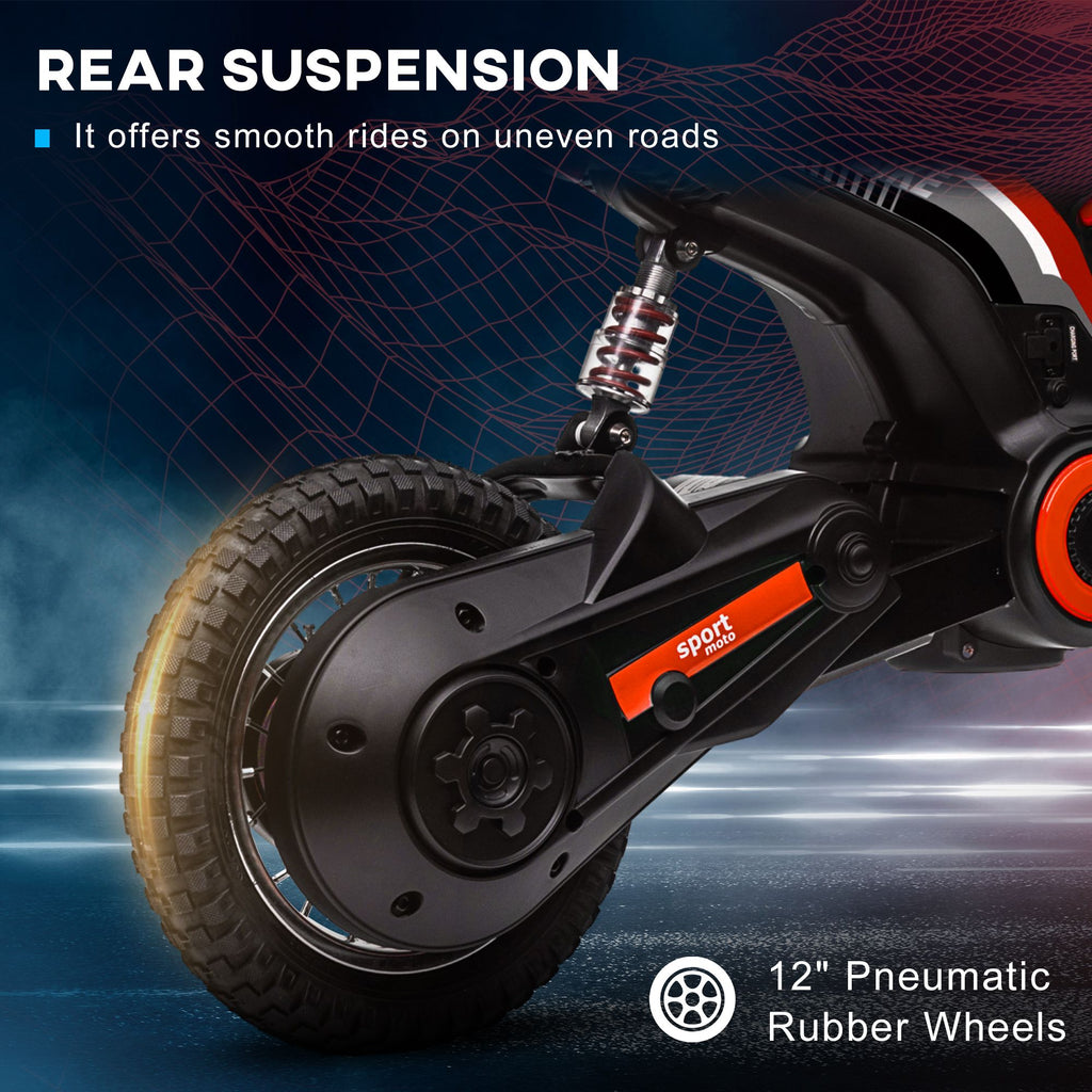 Yeah Depot - Aosom Electric Dirt Bike with Twist Grip Throttle, 24V 350W Off-Road Electric Motorcycle, Up to 15 MPH with Brake, Music Horn, Rear Suspension for Ages 13+ Years, Red