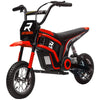 Yeah Depot - Aosom Electric Dirt Bike with Twist Grip Throttle, 24V 350W Off-Road Electric Motorcycle, Up to 15 MPH with Brake, Music Horn, Rear Suspension for Ages 13+ Years, Red