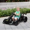 Yeah Depot - Aosom 24V 7.5 MPH Electric Go Kart with Adjustable Seat, Drifting Car Battery Powered Ride on Toy Outdoor with Slow Start, Button Start, Music, Honking Horn, Lights, for 6-12 Years Old, Black