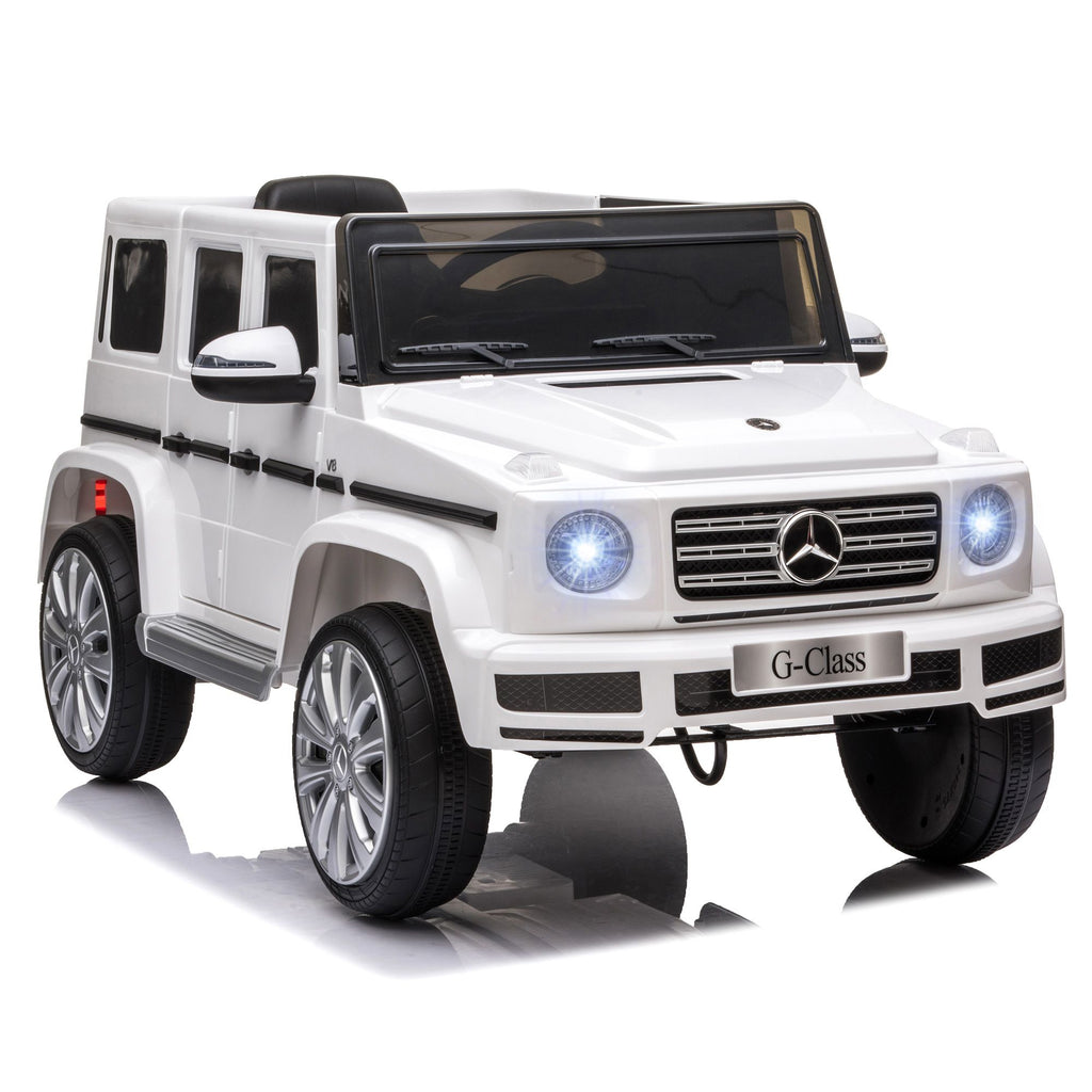 Yeah Depot - Aosom 12V Kids Electric Car, Mercedes Benz G500 Licensed Battery Powered Ride on Truck for Kids with Remote Control, Headlights, Music, Suspension & Storage for Boys and Girls, White