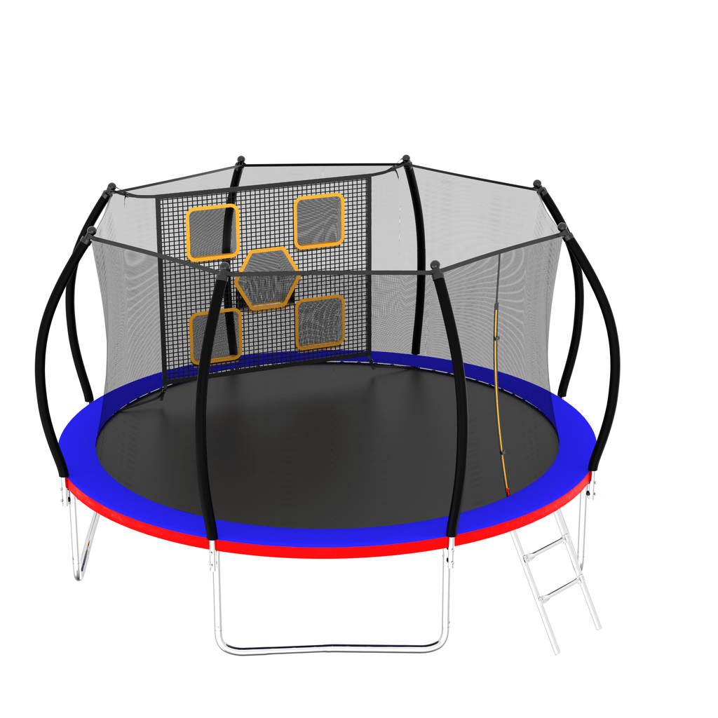 Yeah Depot - 12FT Trampoline with Enclosure - Recreational Trampolines with Ladder, ASTM Approval Outdoor Trampoline for Kids