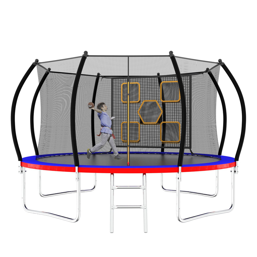 Yeah Depot - 12FT Trampoline with Enclosure - Recreational Trampolines with Ladder, ASTM Approval Outdoor Trampoline for Kids