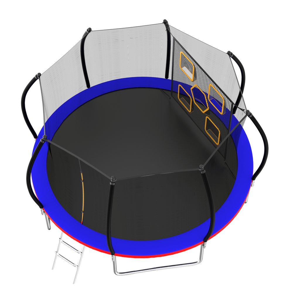 Yeah Depot - 12FT Trampoline with Enclosure - Recreational Trampolines with Ladder, ASTM Approval Outdoor Trampoline for Kids