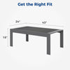 Yeah Depot - All-Weather Aluminum Outdoor Coffee Table, Modern Coffee Table for Outside, Rectangle Patio Coffee Table-Gray