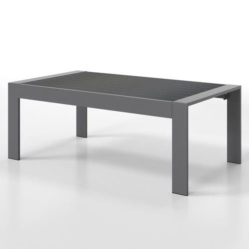 Yeah Depot - All-Weather Aluminum Outdoor Coffee Table, Modern Coffee Table for Outside, Rectangle Patio Coffee Table-Gray