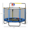 Yeah Depot - Qaba 4.6' Kids Trampoline with Basketball Hoop, Horizontal Bar, 55'' Indoor Trampoline with Net, Small Springfree Trampoline Gifts for Kids Toys, Ages 3-10, Blue