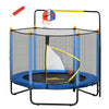 Yeah Depot - Qaba 4.6' Kids Trampoline with Basketball Hoop, Horizontal Bar, 55'' Indoor Trampoline with Net, Small Springfree Trampoline Gifts for Kids Toys, Ages 3-10, Blue