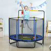 Yeah Depot - Qaba 4.6' Kids Trampoline with Basketball Hoop, Horizontal Bar, 55'' Indoor Trampoline with Net, Small Springfree Trampoline Gifts for Kids Toys, Ages 3-10, Blue