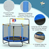 Yeah Depot - Qaba 4.6' Kids Trampoline with Basketball Hoop, Horizontal Bar, 55'' Indoor Trampoline with Net, Small Springfree Trampoline Gifts for Kids Toys, Ages 3-10, Blue
