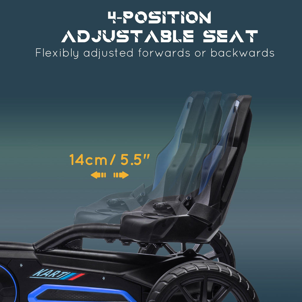 Yeah Depot - Aosom Kids Pedal Go Kart, Outdoor Ride on Toy with Adjustable Seat, Swing Axle, Handbrake, 4 Non-Slip EVA Wheels for Boys and Girls Aged 3-8 Years Old, Blue