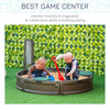 Yeah Depot - Outsunny Kids Outdoor Sandbox with Cover Garden Bed, Easy Assembly Children's Round Sandbox for Backyard, Brown, 48.5'' x 48.5'' x 8.75''
