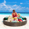 Yeah Depot - Outsunny Kids Outdoor Sandbox with Cover Garden Bed, Easy Assembly Children's Round Sandbox for Backyard, Brown, 48.5'' x 48.5'' x 8.75''