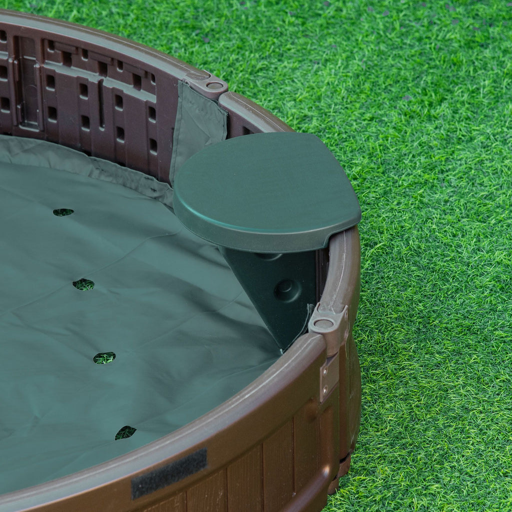 Yeah Depot - Outsunny Kids Outdoor Sandbox with Cover Garden Bed, Easy Assembly Children's Round Sandbox for Backyard, Brown, 48.5'' x 48.5'' x 8.75''