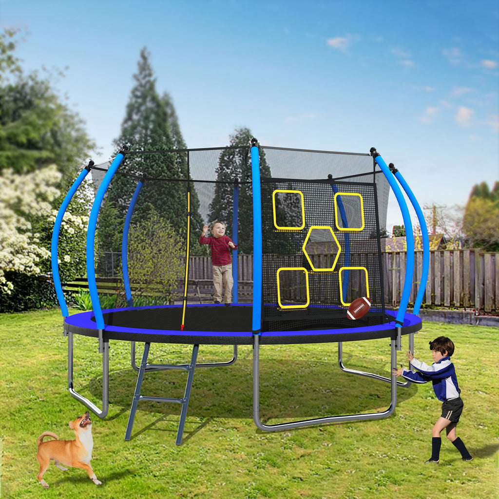 Yeah Depot - 14FT Trampoline with Enclosure - Recreational Trampolines with Ladder, ASTM Approval Outdoor Trampoline for Kids