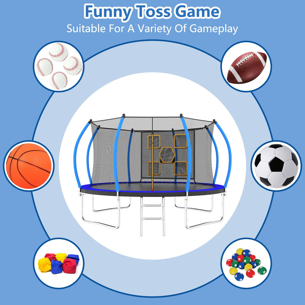 Yeah Depot - 14FT Trampoline with Enclosure - Recreational Trampolines with Ladder, ASTM Approval Outdoor Trampoline for Kids