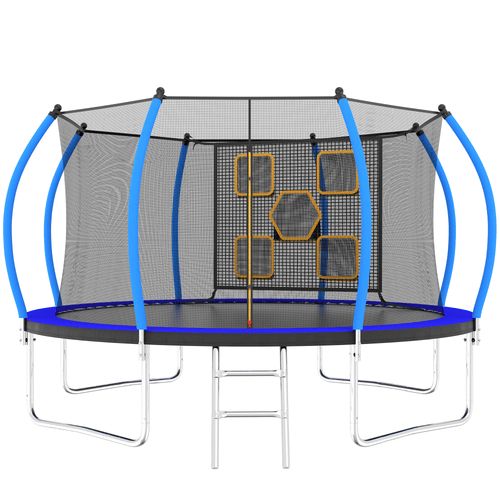 Yeah Depot - 14FT Trampoline with Enclosure - Recreational Trampolines with Ladder, ASTM Approval Outdoor Trampoline for Kids