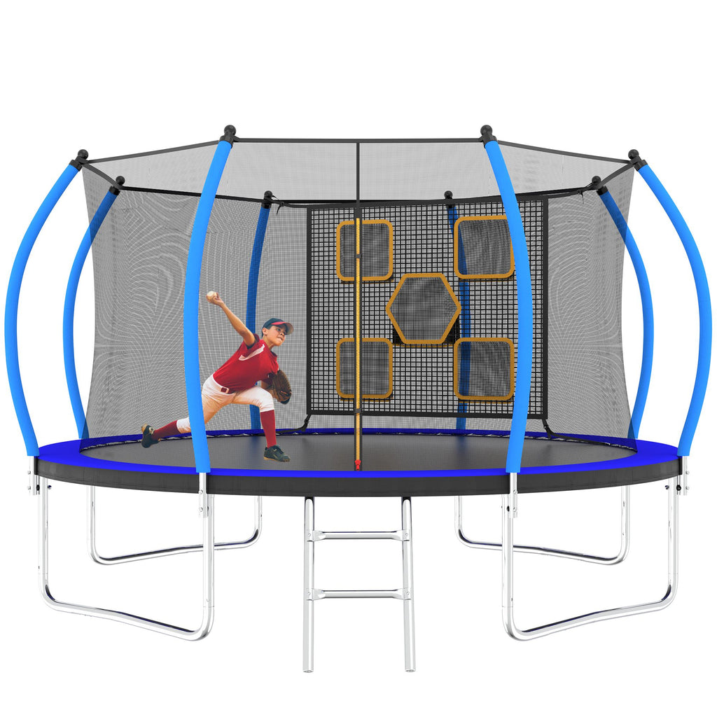 Yeah Depot - 14FT Trampoline with Enclosure - Recreational Trampolines with Ladder, ASTM Approval Outdoor Trampoline for Kids