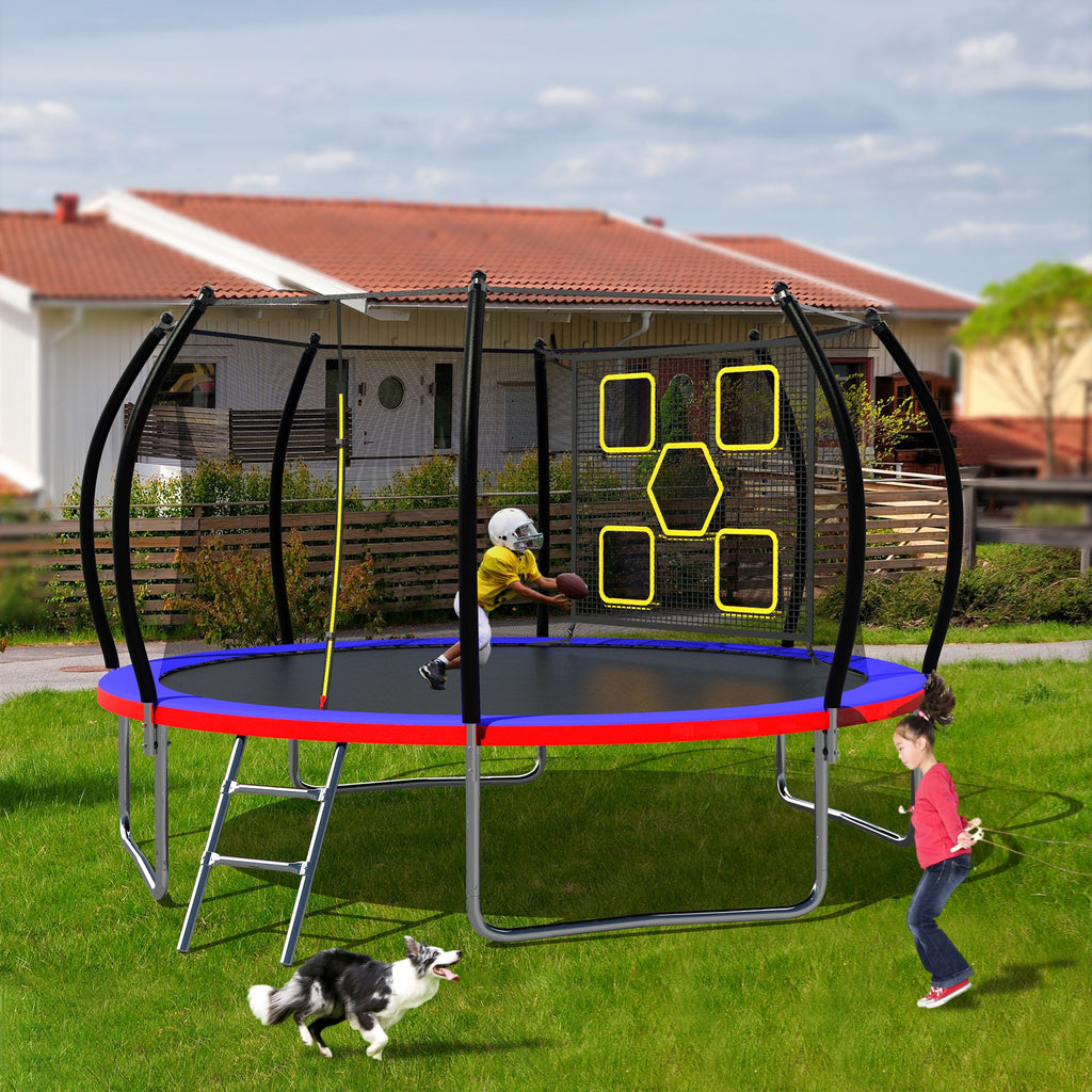 Yeah Depot - 14FT Trampoline, Outdoor Trampolines for Kids and Adults, Recreational Trampoline with Enclosure Net & Ladder, Round Trampoline ASTM Approved