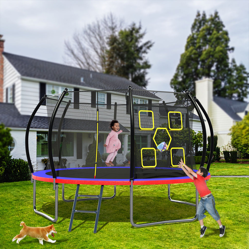 Yeah Depot - 14FT Trampoline, Outdoor Trampolines for Kids and Adults, Recreational Trampoline with Enclosure Net & Ladder, Round Trampoline ASTM Approved