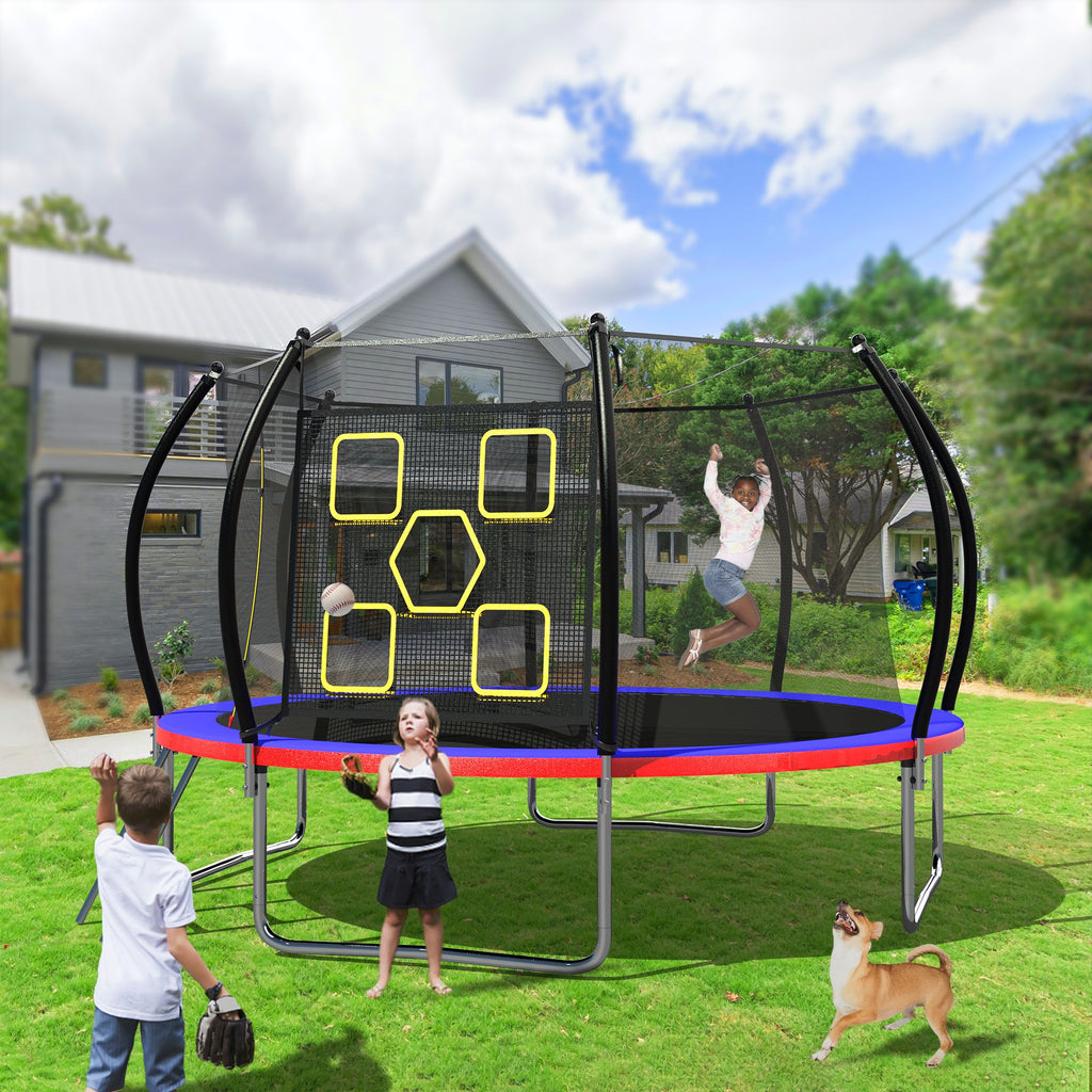 Yeah Depot - 14FT Trampoline, Outdoor Trampolines for Kids and Adults, Recreational Trampoline with Enclosure Net & Ladder, Round Trampoline ASTM Approved