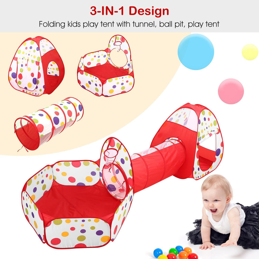 Eggracks by Global Phoenix - 3 In 1 Child Crawl Tunnel Tent Kids Play Tent Ball Pit Set Foldable Children Play House Pop-up Kids Tent