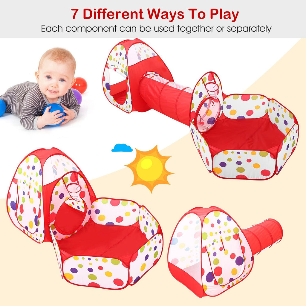 Eggracks by Global Phoenix - 3 In 1 Child Crawl Tunnel Tent Kids Play Tent Ball Pit Set Foldable Children Play House Pop-up Kids Tent