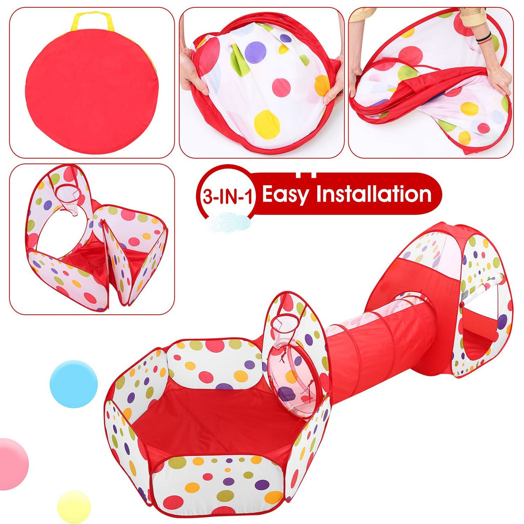 Eggracks by Global Phoenix - 3 In 1 Child Crawl Tunnel Tent Kids Play Tent Ball Pit Set Foldable Children Play House Pop-up Kids Tent