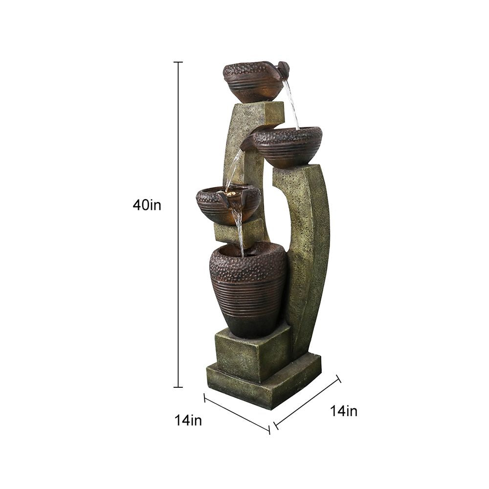Rcosy - 40inches Tall Modern Outdoor Fountain - Outdoor Garden Fountain with Contemporary Design for Garden, Patio Decor