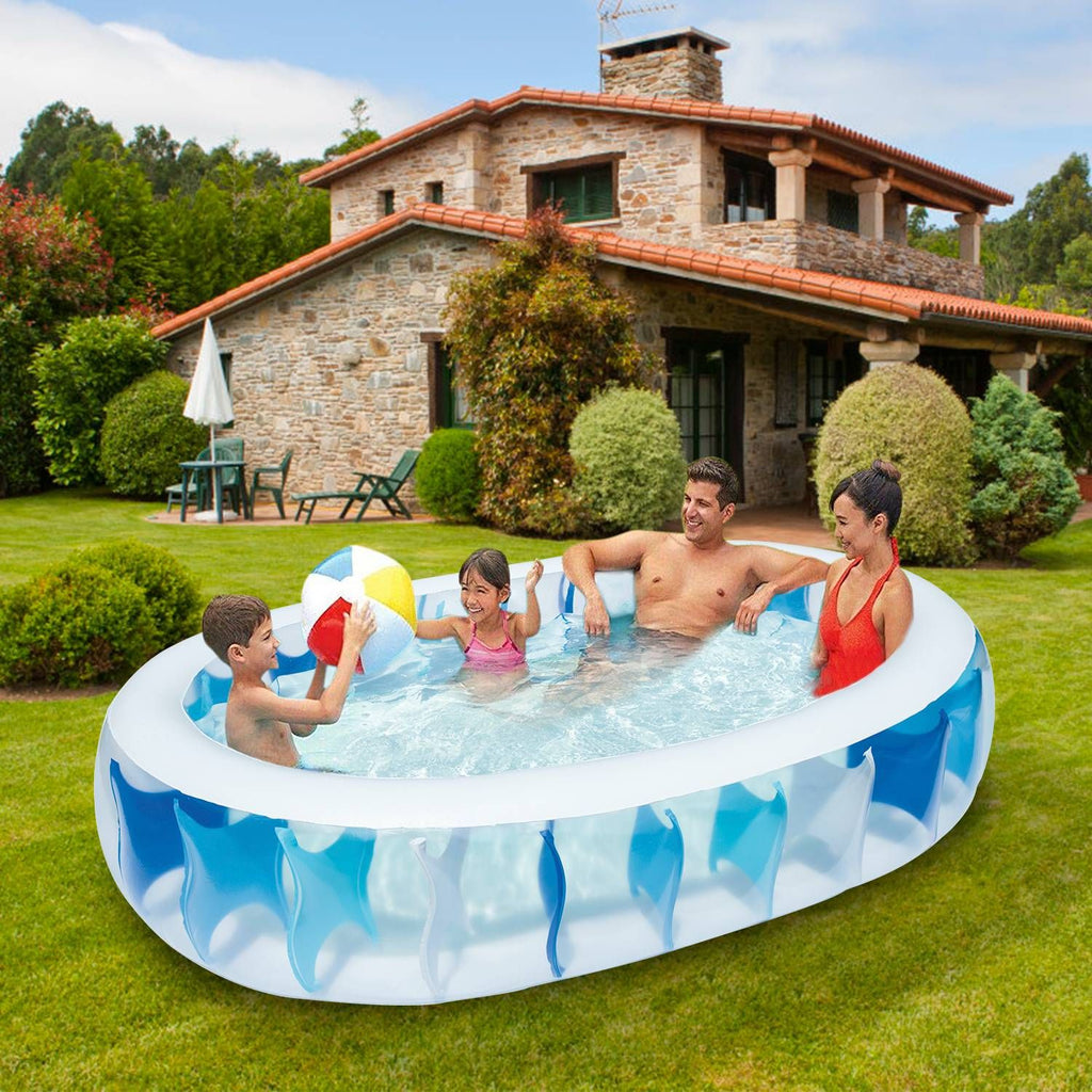 Eggracks by Global Phoenix - 90Ã—60Ã—20In Inflatable Swimming Pool Blow Up Family Pool For Kids Foldable Swim Ball Pool Center