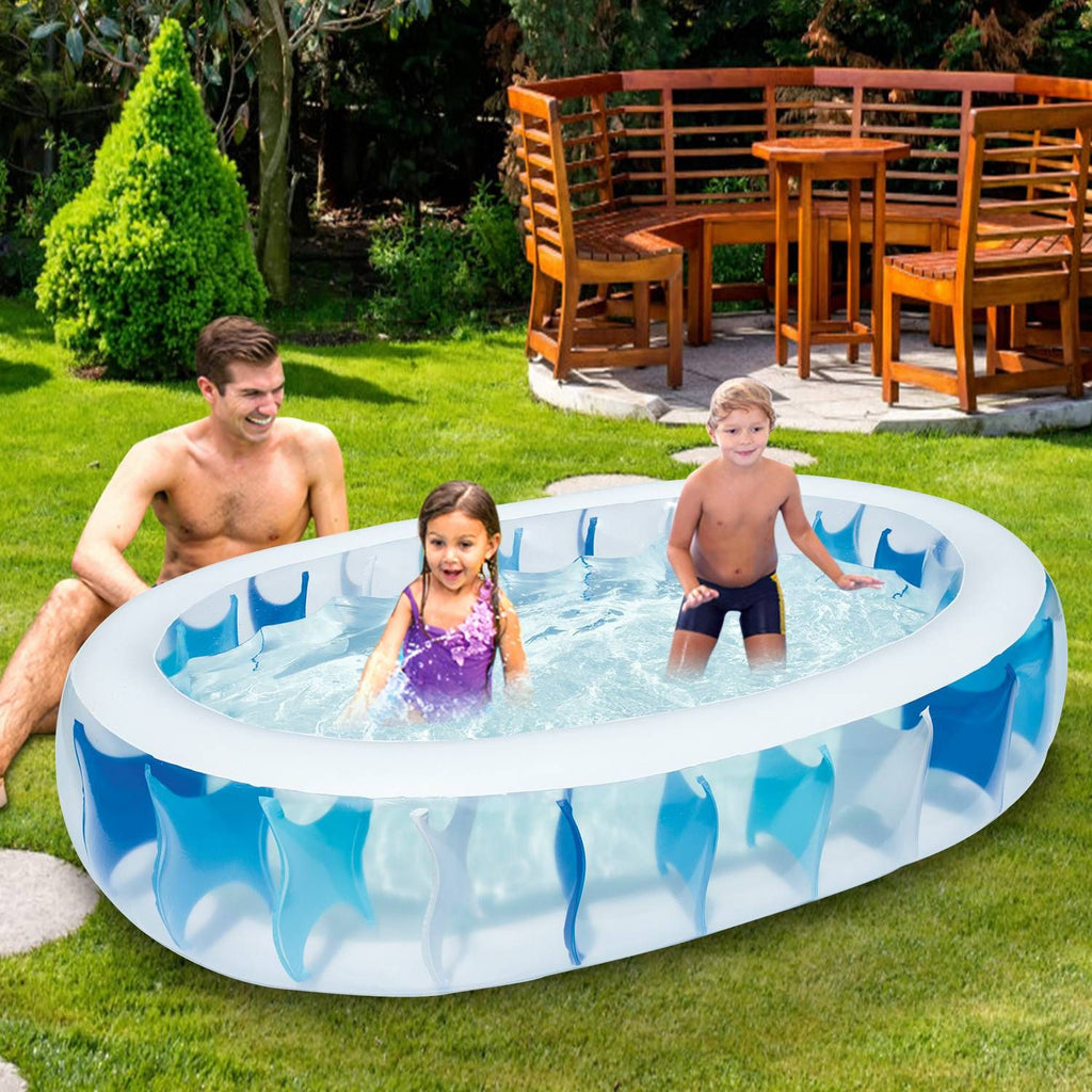 Eggracks by Global Phoenix - 90Ã—60Ã—20In Inflatable Swimming Pool Blow Up Family Pool For Kids Foldable Swim Ball Pool Center