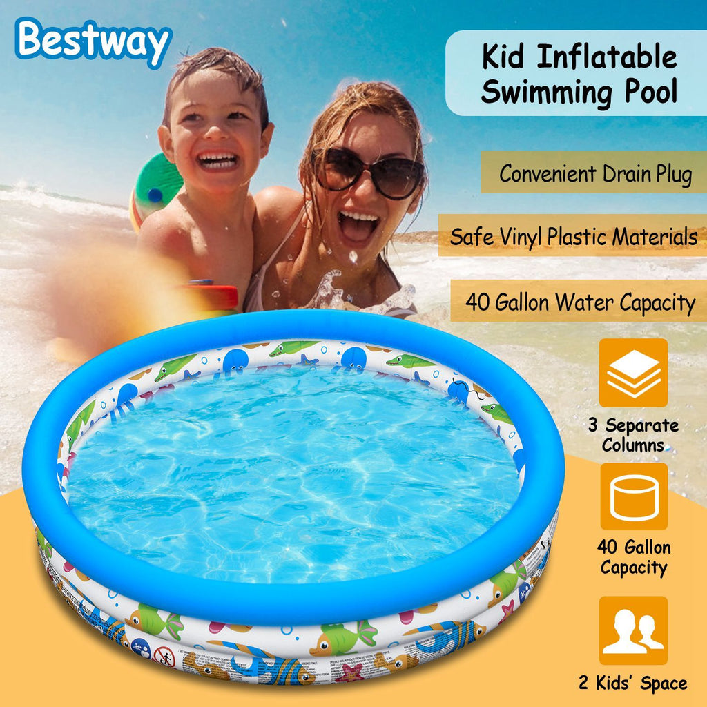 Eggracks by Global Phoenix - 48x10In Inflatable Swimming Pool Blow Up Family Pool For 2 Kids Foldable Swim Ball Pool Center