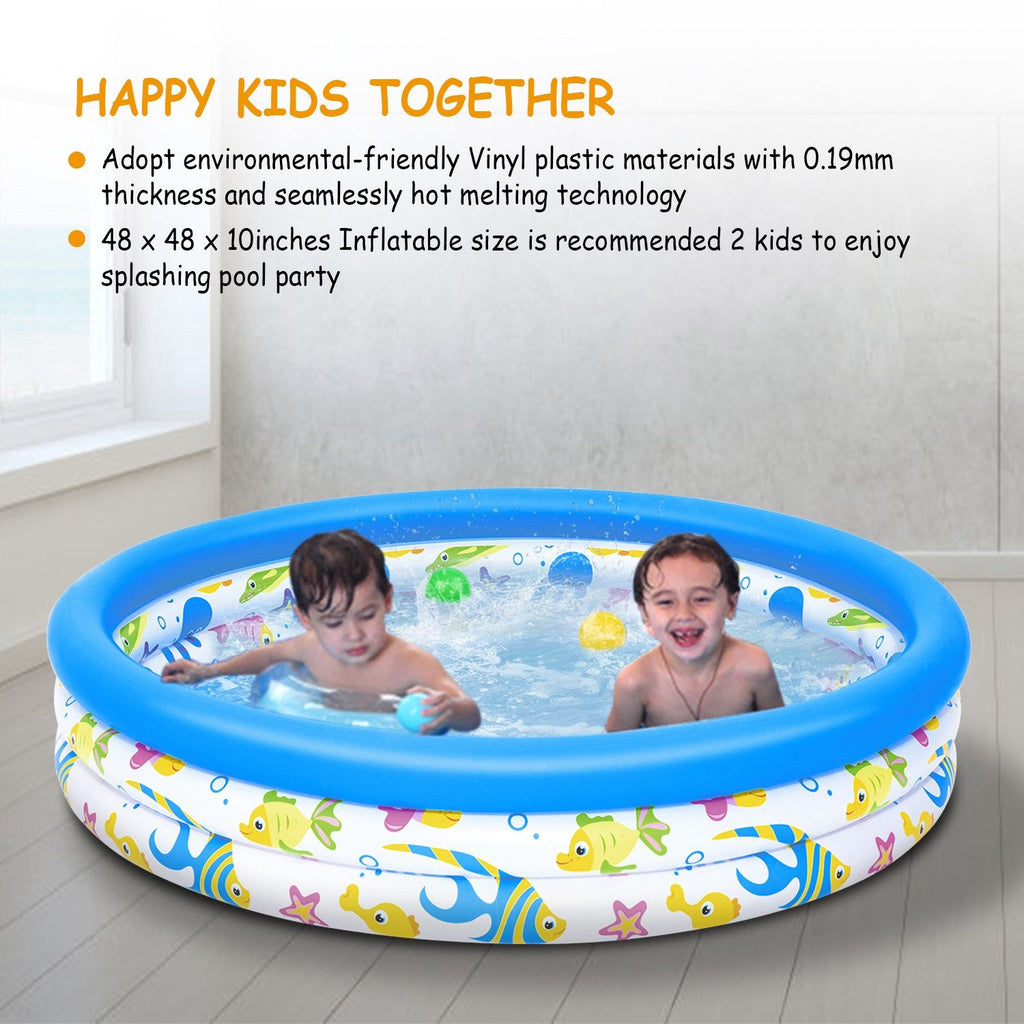 Eggracks by Global Phoenix - 48x10In Inflatable Swimming Pool Blow Up Family Pool For 2 Kids Foldable Swim Ball Pool Center
