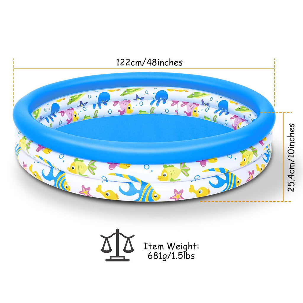 Eggracks by Global Phoenix - 48x10In Inflatable Swimming Pool Blow Up Family Pool For 2 Kids Foldable Swim Ball Pool Center