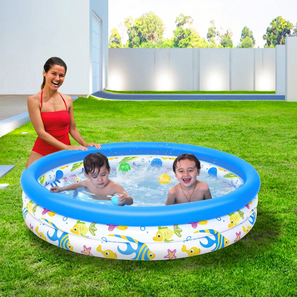 Eggracks by Global Phoenix - 48x10In Inflatable Swimming Pool Blow Up Family Pool For 2 Kids Foldable Swim Ball Pool Center
