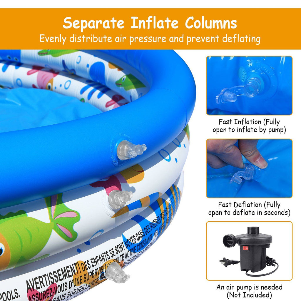 Eggracks by Global Phoenix - 48x10In Inflatable Swimming Pool Blow Up Family Pool For 2 Kids Foldable Swim Ball Pool Center