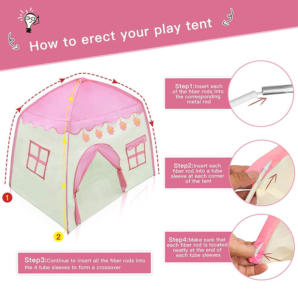 Rcosy - Kids Play Tent Princess Playhouse Pink Castle Play Tent