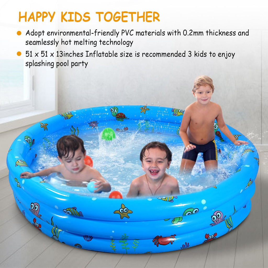 Eggracks by Global Phoenix - 51x13In Inflatable Swimming Pool Blow Up Family Pool For 3 Kids Foldable Swim Ball Pool