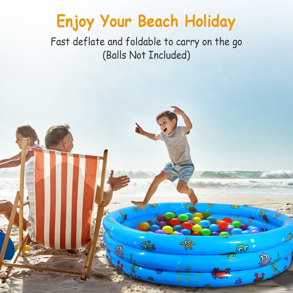 Eggracks by Global Phoenix - 51x13In Inflatable Swimming Pool Blow Up Family Pool For 3 Kids Foldable Swim Ball Pool
