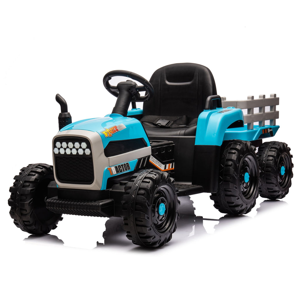 Yeah Depot - Ride on Tractor2.0 with Trailer,24V Battery Powered Electric Tractor Toy, 200w*2motor 1.86-4.97MPH/Remote Control,electric car for kids,Three speed adjustable,USB,MP3 ,Bluetooth,LED light, safety belt