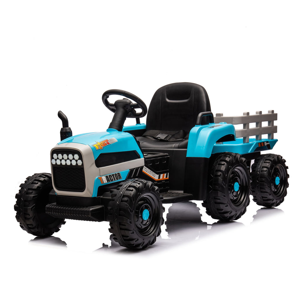 Yeah Depot - Ride on Tractor2.0 with Trailer,24V Battery Powered Electric Tractor Toy, 200w*2motor 1.86-4.97MPH/Remote Control,electric car for kids,Three speed adjustable,USB,MP3 ,Bluetooth,LED light, safety belt