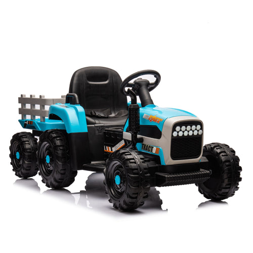 Yeah Depot - Ride on Tractor2.0 with Trailer,24V Battery Powered Electric Tractor Toy, 200w*2motor 1.86-4.97MPH/Remote Control,electric car for kids,Three speed adjustable,USB,MP3 ,Bluetooth,LED light, safety belt