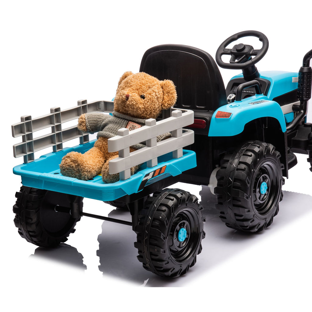 Yeah Depot - Ride on Tractor2.0 with Trailer,24V Battery Powered Electric Tractor Toy, 200w*2motor 1.86-4.97MPH/Remote Control,electric car for kids,Three speed adjustable,USB,MP3 ,Bluetooth,LED light, safety belt