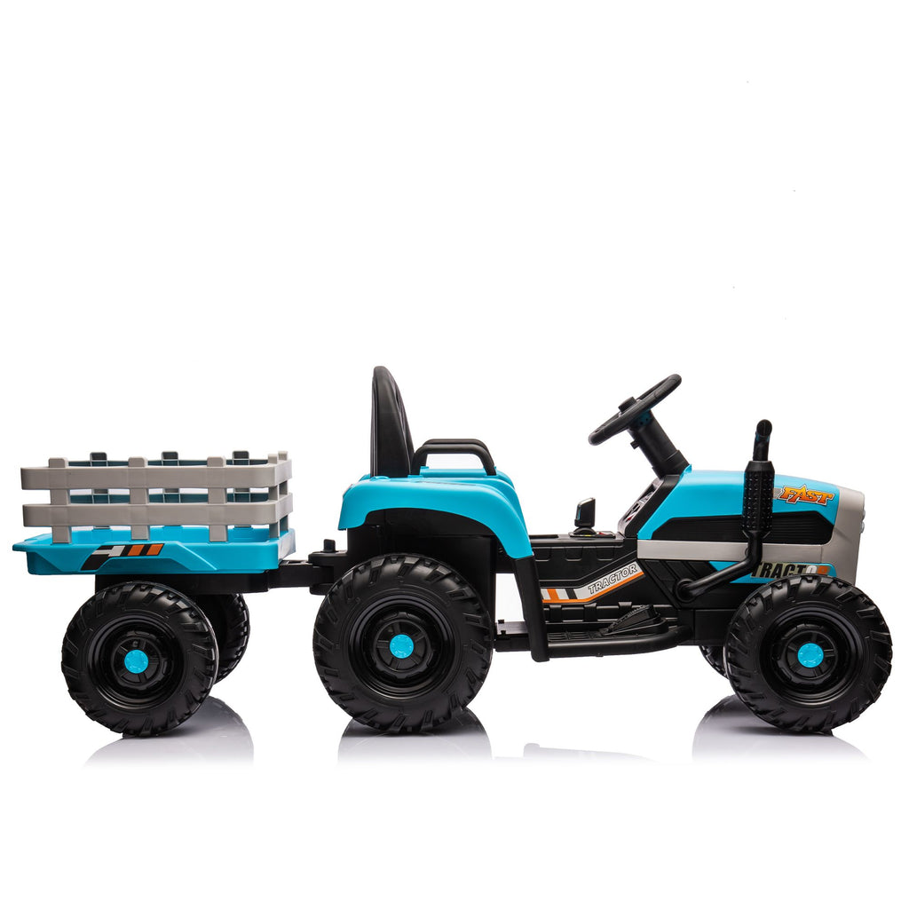 Yeah Depot - Ride on Tractor2.0 with Trailer,24V Battery Powered Electric Tractor Toy, 200w*2motor 1.86-4.97MPH/Remote Control,electric car for kids,Three speed adjustable,USB,MP3 ,Bluetooth,LED light, safety belt