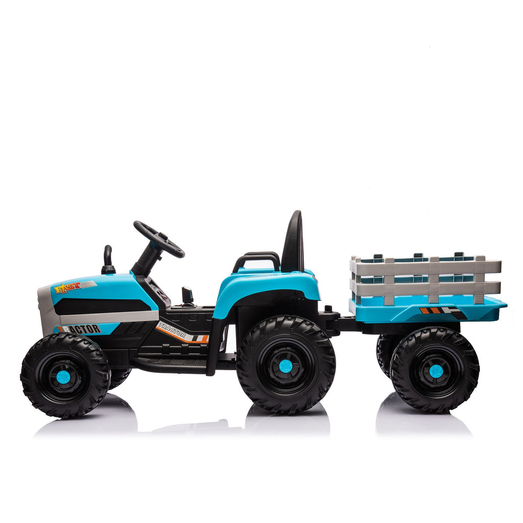 Yeah Depot - Ride on Tractor2.0 with Trailer,24V Battery Powered Electric Tractor Toy, 200w*2motor 1.86-4.97MPH/Remote Control,electric car for kids,Three speed adjustable,USB,MP3 ,Bluetooth,LED light, safety belt