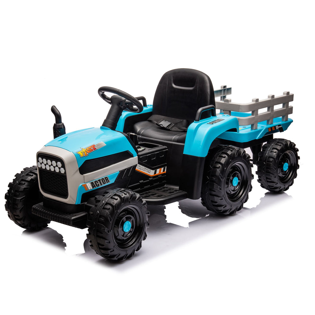 Yeah Depot - Ride on Tractor2.0 with Trailer,24V Battery Powered Electric Tractor Toy, 200w*2motor 1.86-4.97MPH/Remote Control,electric car for kids,Three speed adjustable,USB,MP3 ,Bluetooth,LED light, safety belt